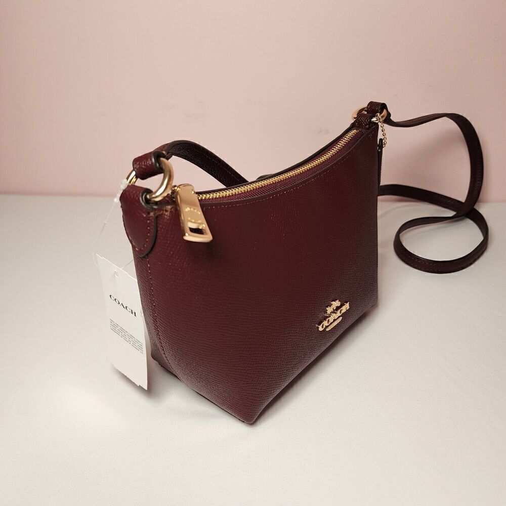 NWT Coach CW336 Zip Top Shoulder Bag In Crossgrain Leather Merlot - Picture 4 of 8